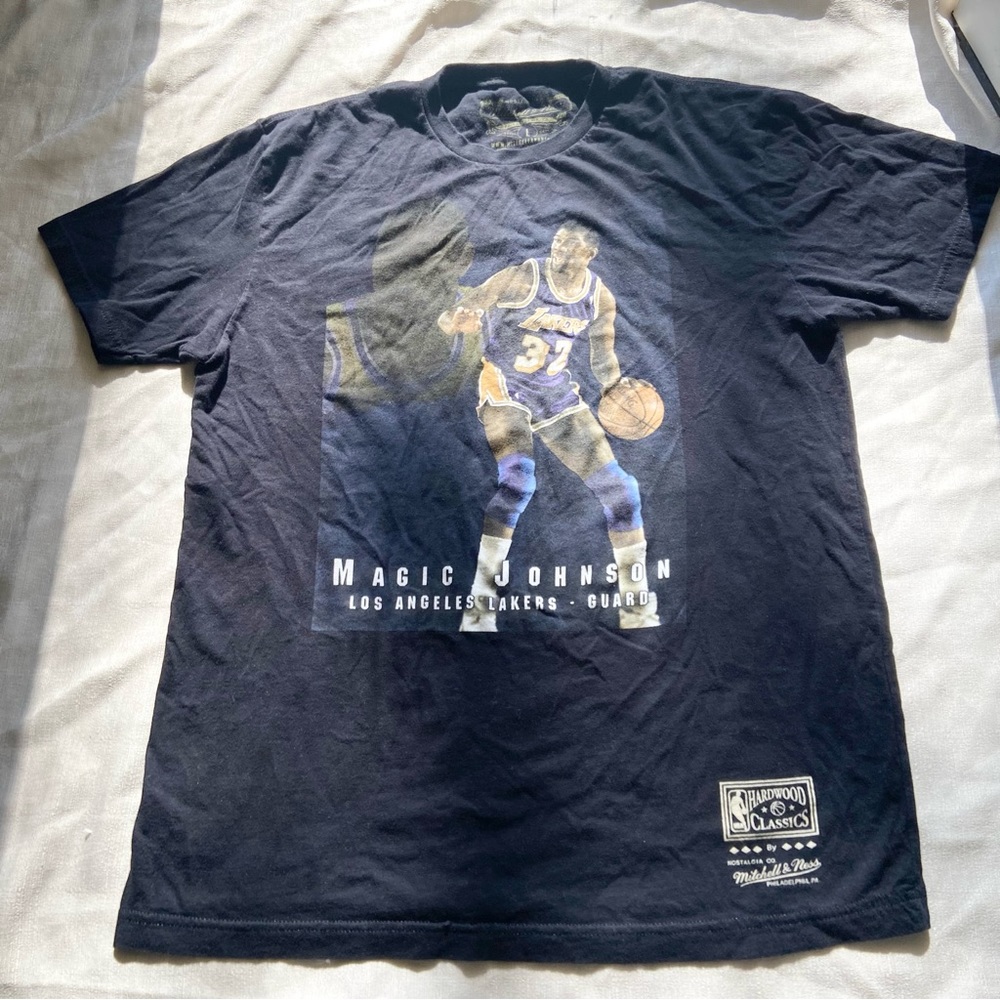 Los Angeles Lakers Earvin Magic Johnson Stats Hardwood Classics Courtside LARGE